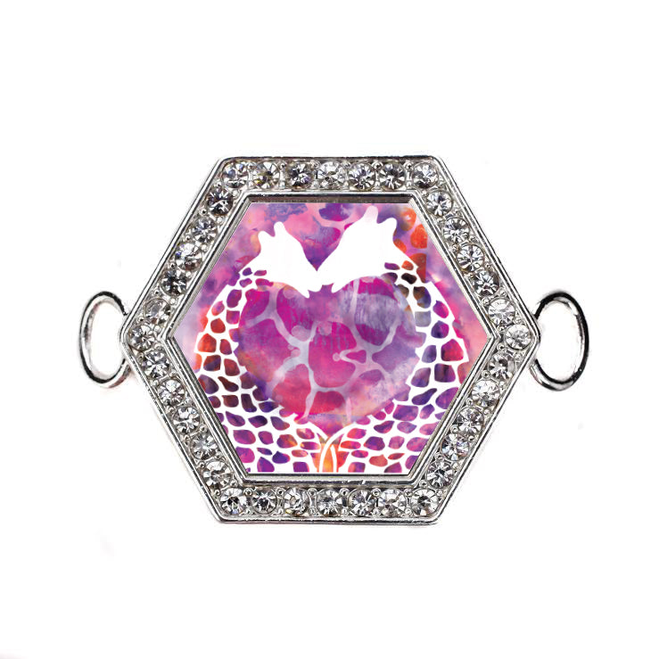 Silver Giraffe Love Hexagon Charm Bangle Bracelet