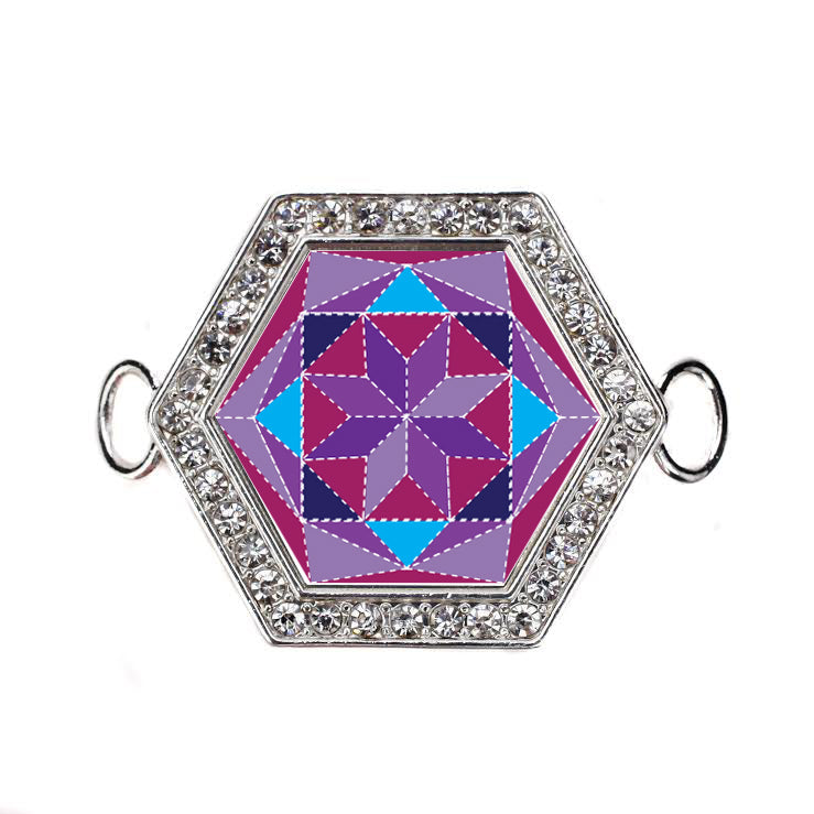 Silver Quilt Hexagon Charm Bangle Bracelet