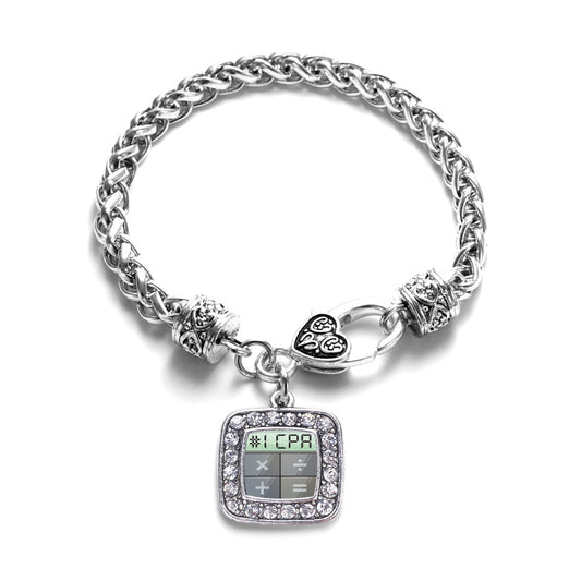 Silver #1 CPA Square Charm Braided Bracelet