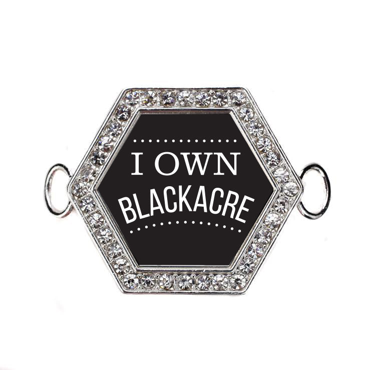 Silver I Own Blackacre Hexagon Charm Bangle Bracelet