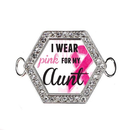 Silver I Wear Pink For My Aunt Hexagon Charm Bangle Bracelet