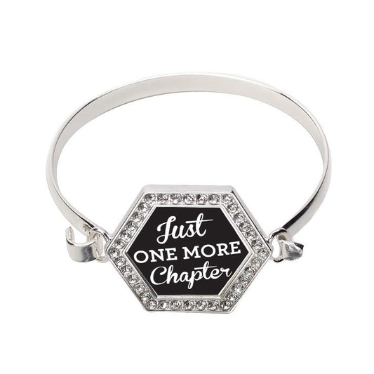 Silver Just One More Chapter Hexagon Charm Bangle Bracelet