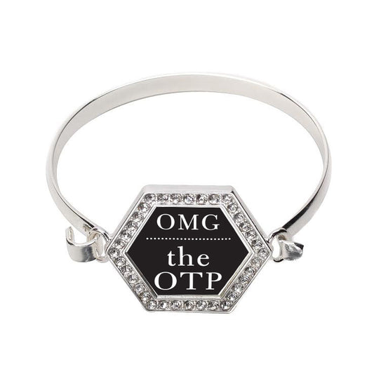 Silver Omg the OTP Hexagon Charm Bangle Bracelet