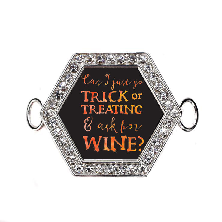 Silver Trick Or Wine Hexagon Charm Bangle Bracelet