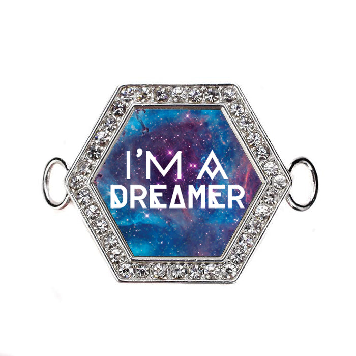 Silver Dreamer Hexagon Charm Bangle Bracelet