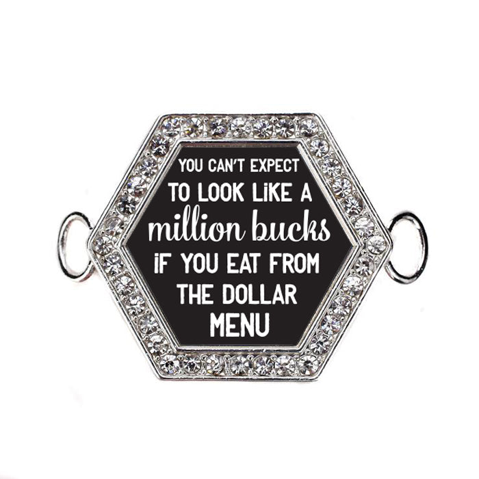 Silver Million Bucks Hexagon Charm Bangle Bracelet