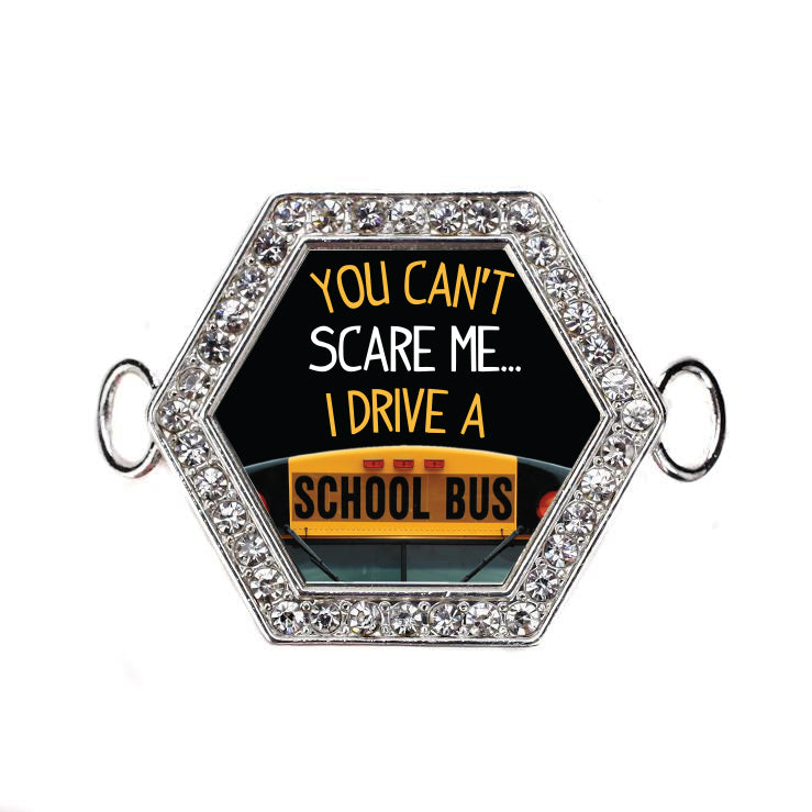 Silver I Drive A School Bus Hexagon Charm Bangle Bracelet