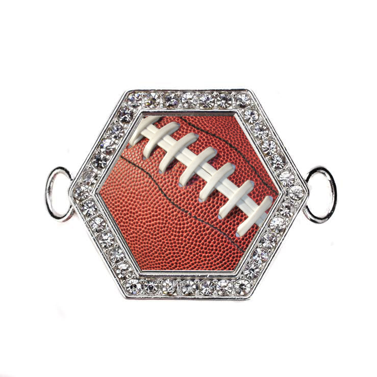 Silver Football Hexagon Charm Bangle Bracelet