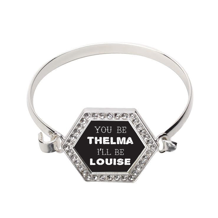 Silver You Be Thelma Hexagon Charm Bangle Bracelet