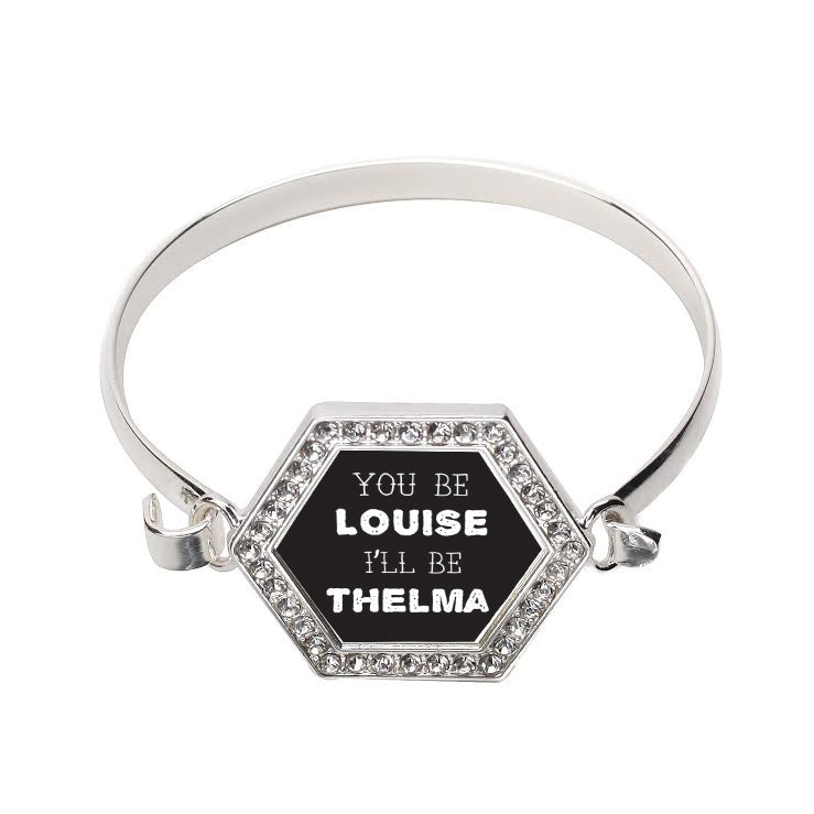 Silver You Be Louise Hexagon Charm Bangle Bracelet
