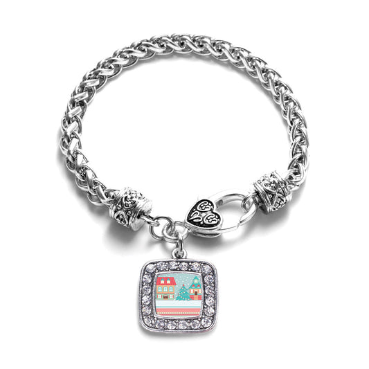Silver Winter Wonderland Square Charm Braided Bracelet
