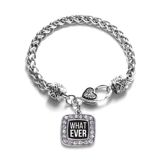 Silver Whatever Square Charm Braided Bracelet