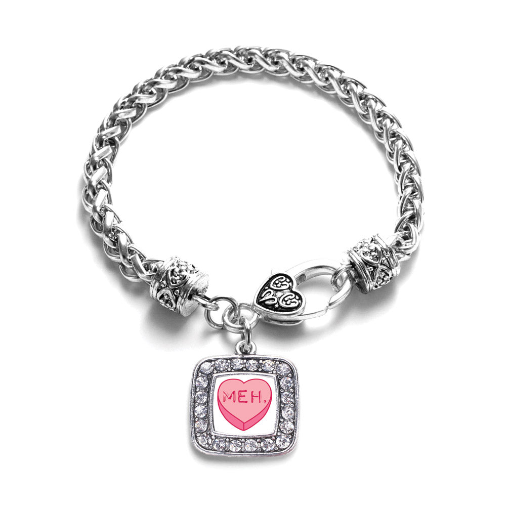 Silver Meh Candy Heart Square Charm Braided Bracelet