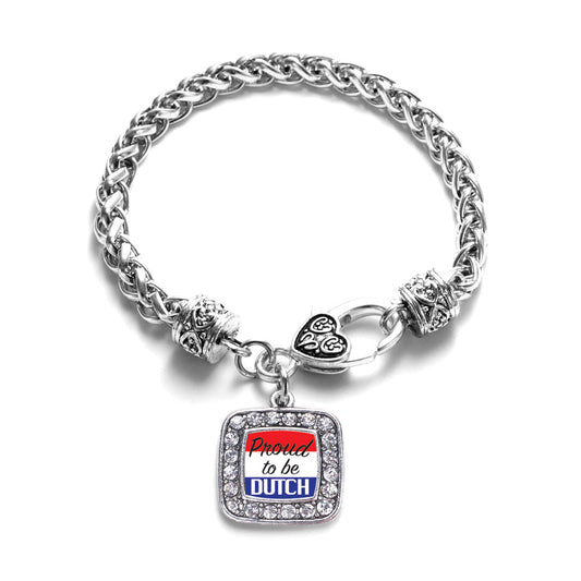 Silver Proud to be Dutch Square Charm Braided Bracelet