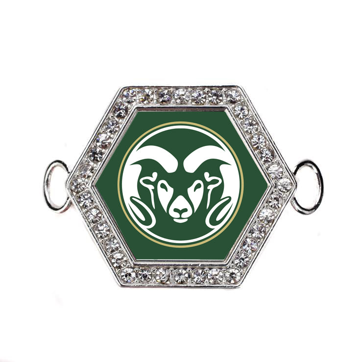 Silver Colorado State University [NCAA] Hexagon Charm Bangle Bracelet