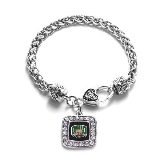 Silver Ohio University [NCAA] Square Charm Braided Bracelet