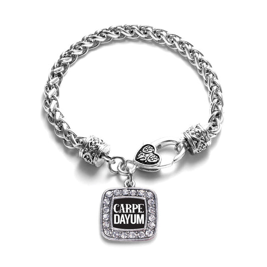 Silver Carpe-DAYUM Square Charm Braided Bracelet
