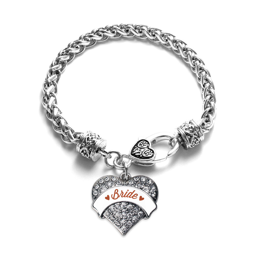 Silver Rust Bride Pave Heart Charm Braided Bracelet
