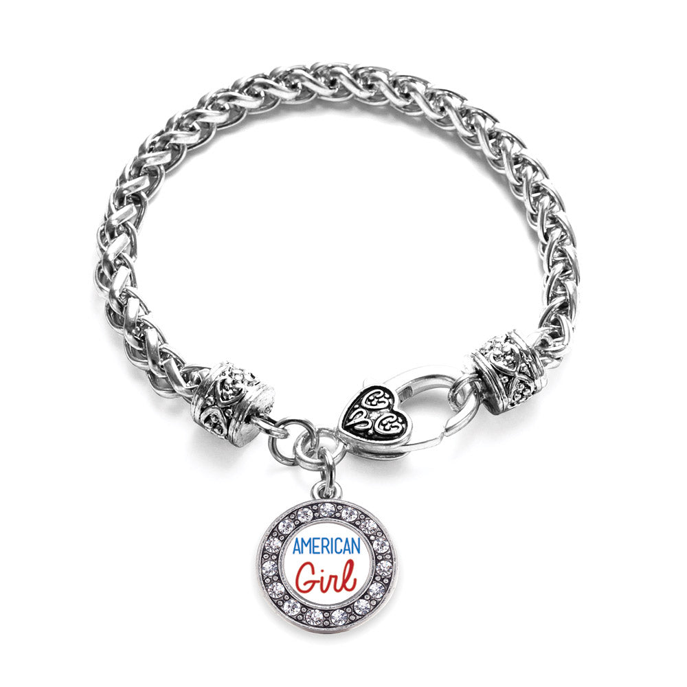 Silver American Girl Circle Charm Braided Bracelet