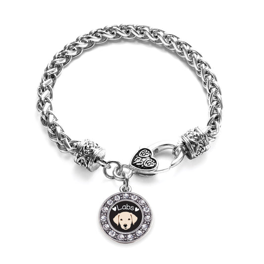 Silver Lab Lover Circle Charm Braided Bracelet