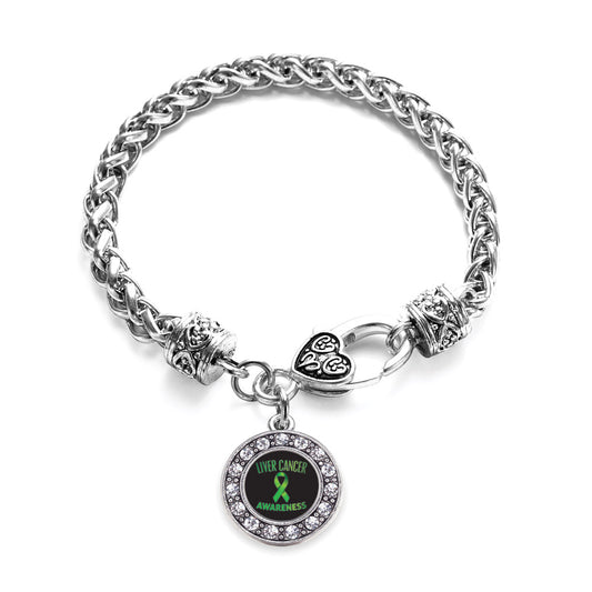 Silver Liver Cancer Awareness Circle Charm Braided Bracelet