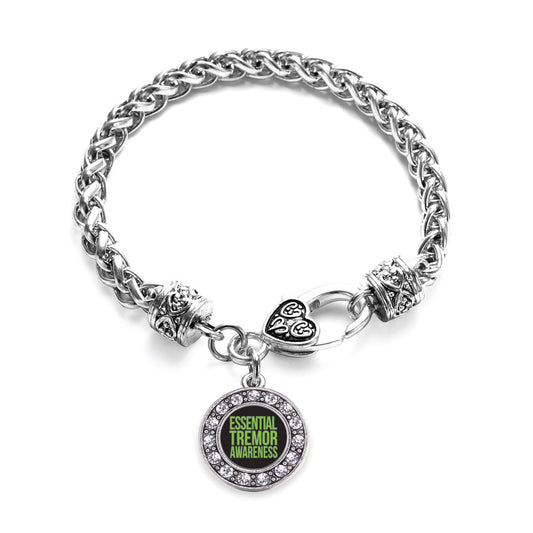 Silver Essential Tremor Awareness Circle Charm Braided Bracelet