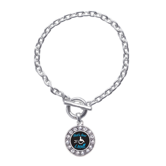 Silver That's How I Roll Circle Charm Toggle Bracelet