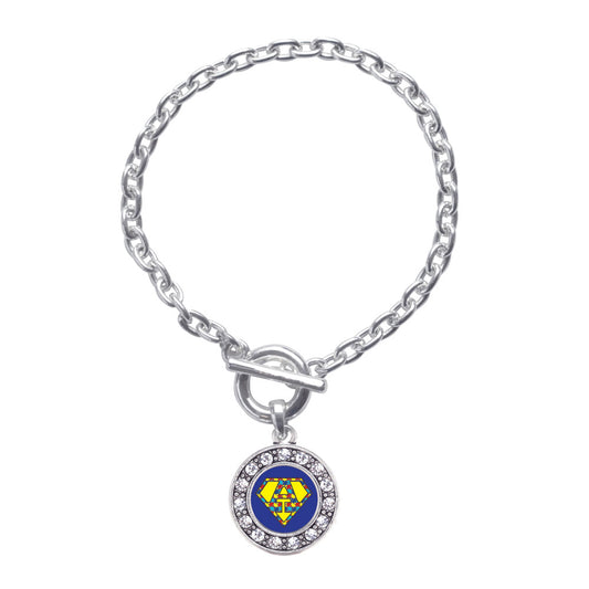 Silver Super Autism Awareness Circle Charm Toggle Bracelet
