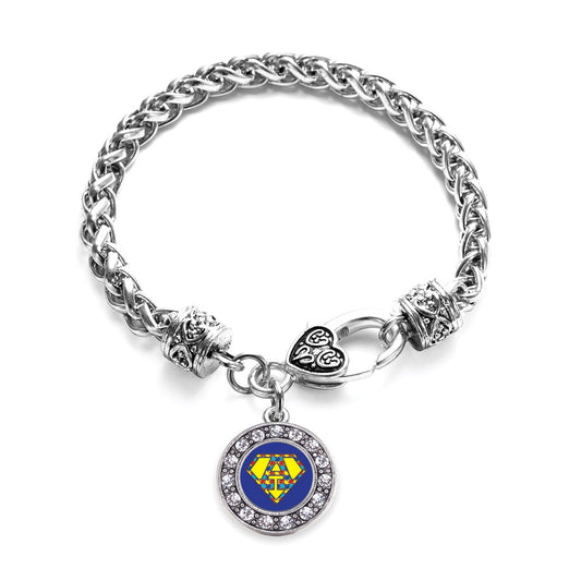 Silver Super Autism Awareness Circle Charm Braided Bracelet