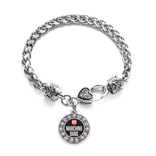 Silver Marching Band Circle Charm Braided Bracelet