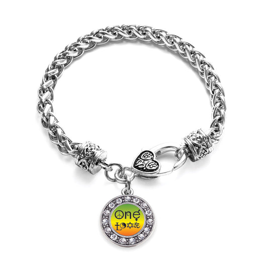 Silver One Love Coexist Circle Charm Braided Bracelet