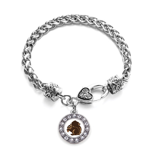 Silver Squirrel Circle Charm Braided Bracelet