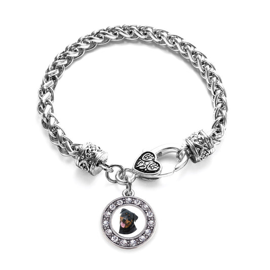 Silver The Rottweiler Circle Charm Braided Bracelet