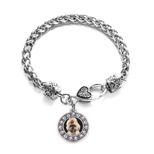 Silver The Shih Tzu Circle Charm Braided Bracelet