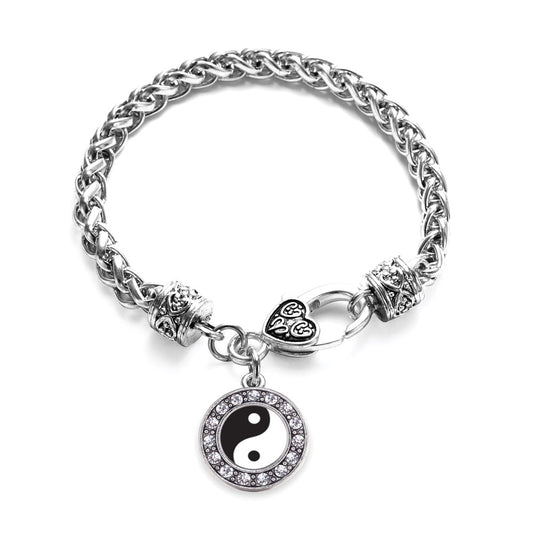 Silver Yin- Yang Circle Charm Braided Bracelet