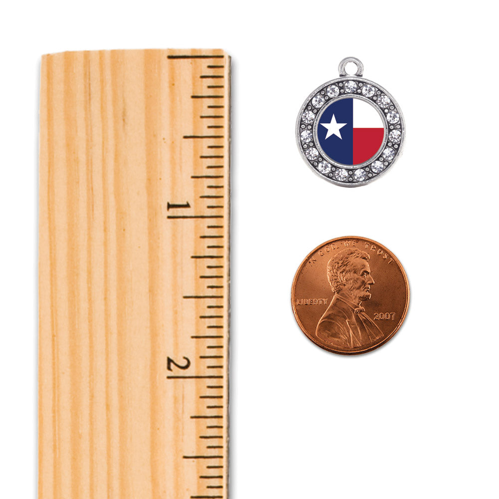 Silver Texas Flag Circle Charm Braided Bracelet