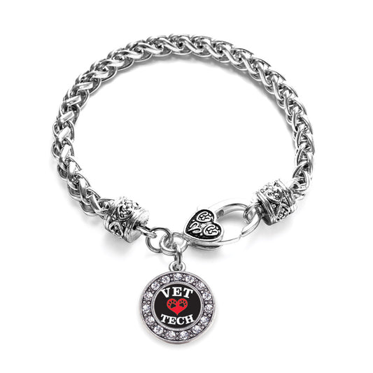 Silver Vet Tech Circle Charm Braided Bracelet