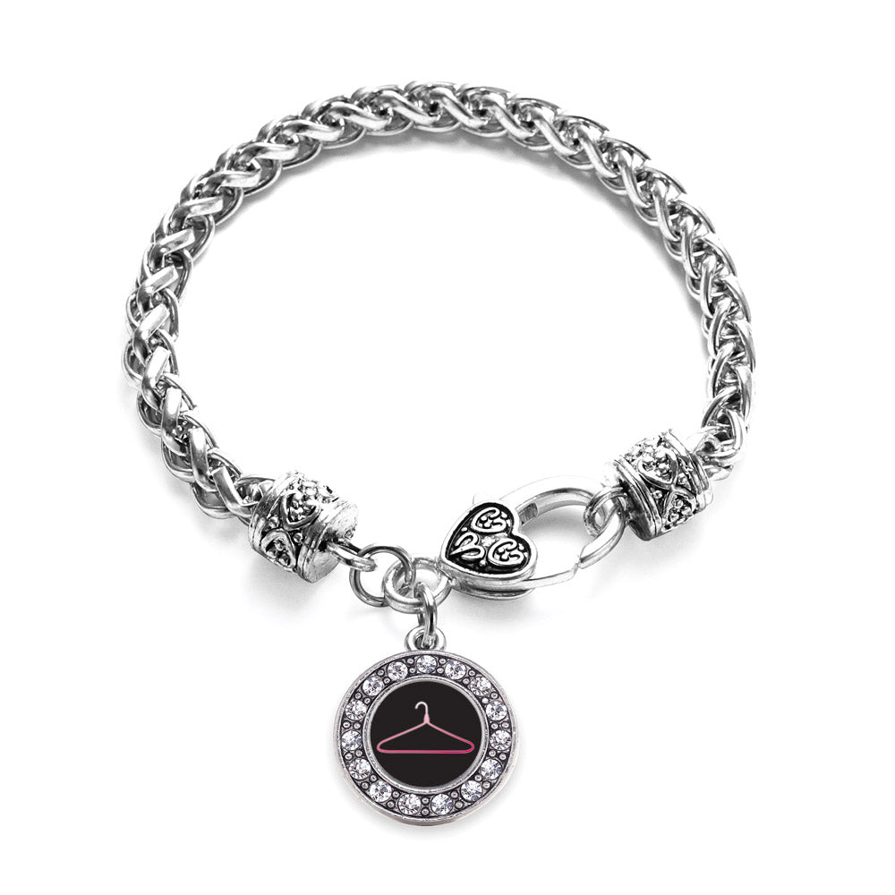 Silver Retail Circle Charm Braided Bracelet