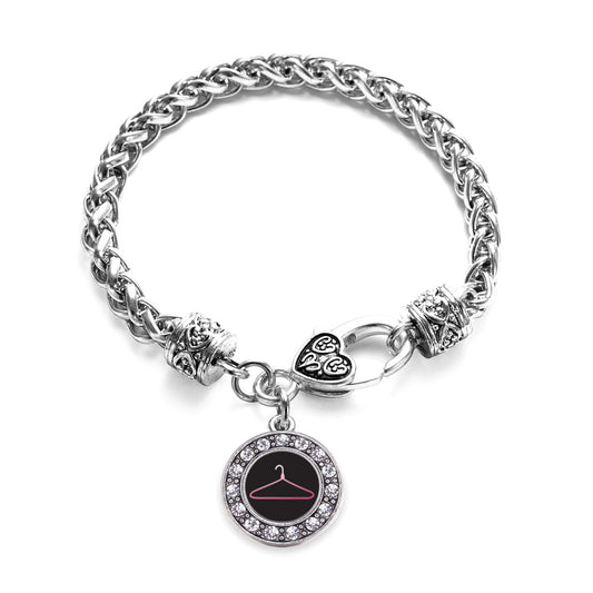 Silver Retail Circle Charm Braided Bracelet