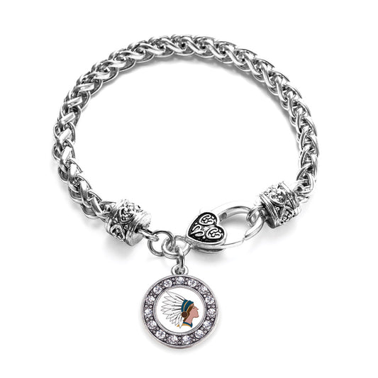 Silver Native American Circle Charm Braided Bracelet