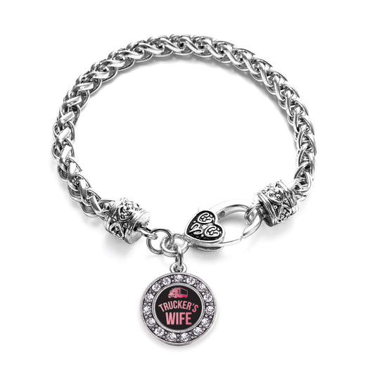 Silver Trucker's Wife Circle Charm Braided Bracelet