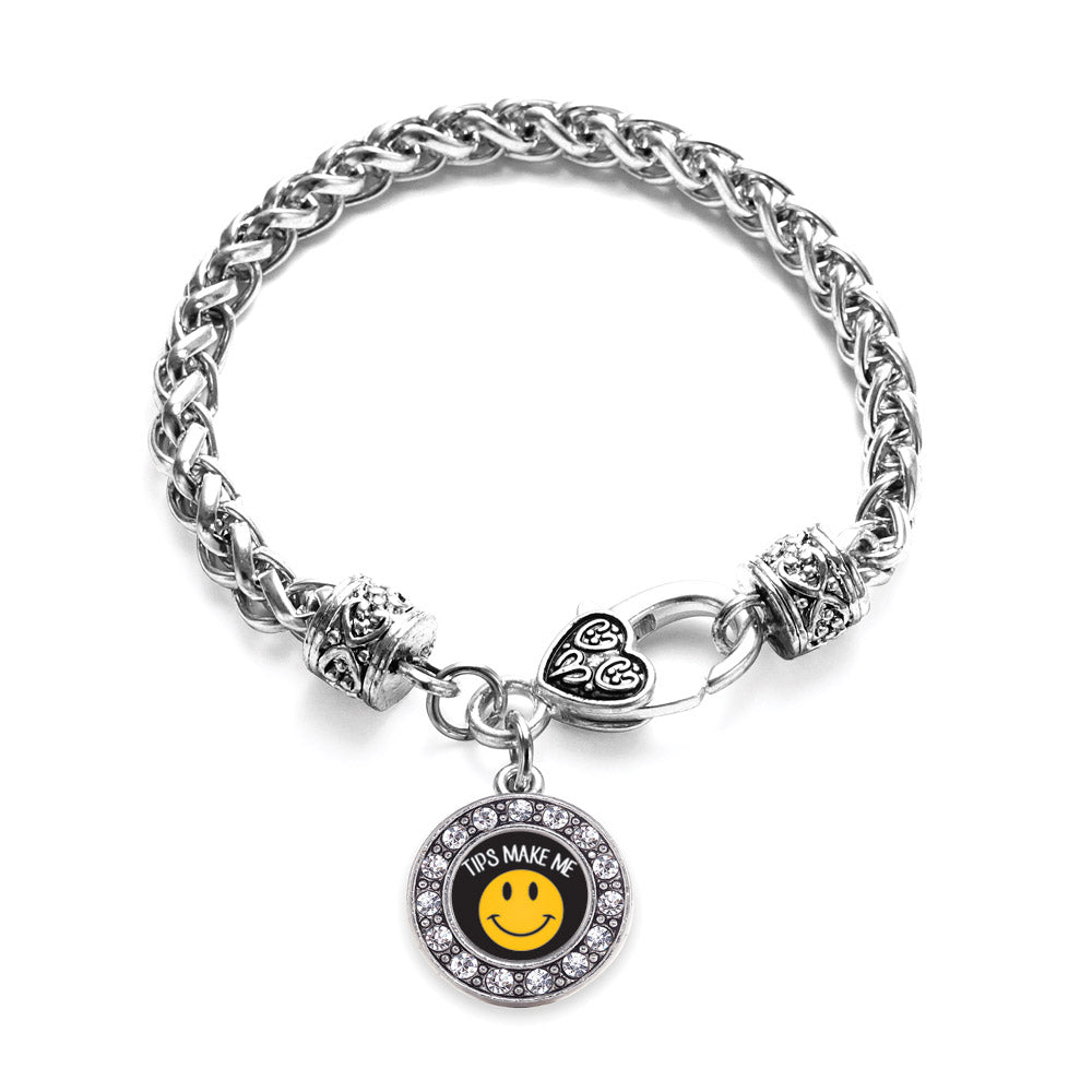 Silver Tips Make Me Smile Circle Charm Braided Bracelet