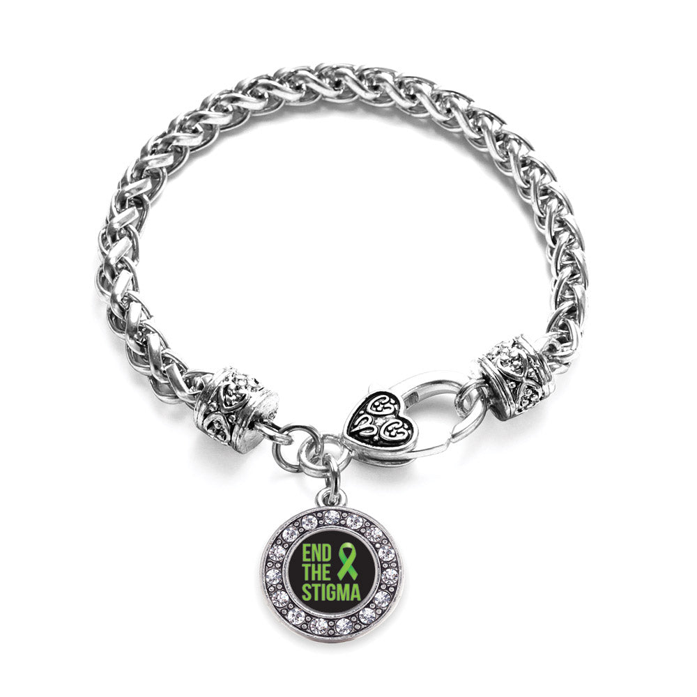 Silver Mental Health Awareness Circle Charm Braided Bracelet