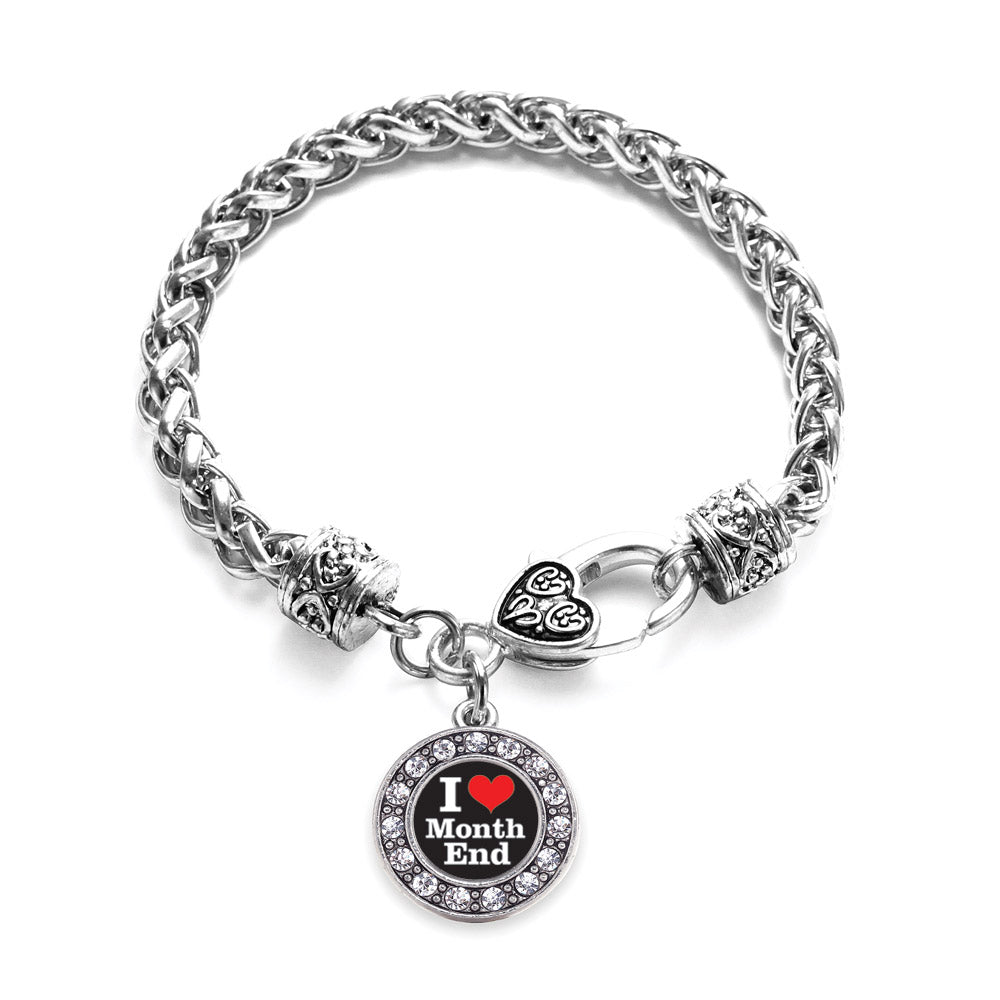 Silver I Love Months End Accountant Circle Charm Braided Bracelet