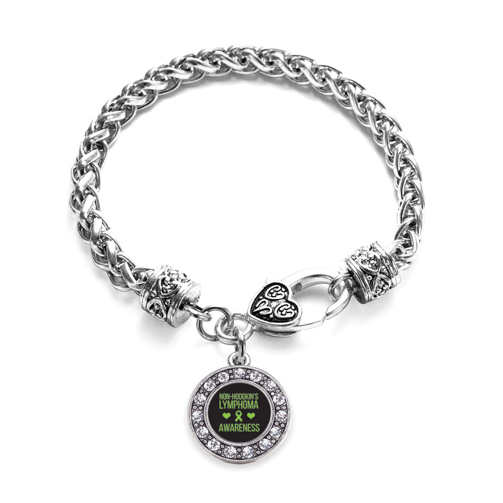 Silver Non Hodgkins Lymphoma Support Circle Charm Braided Bracelet