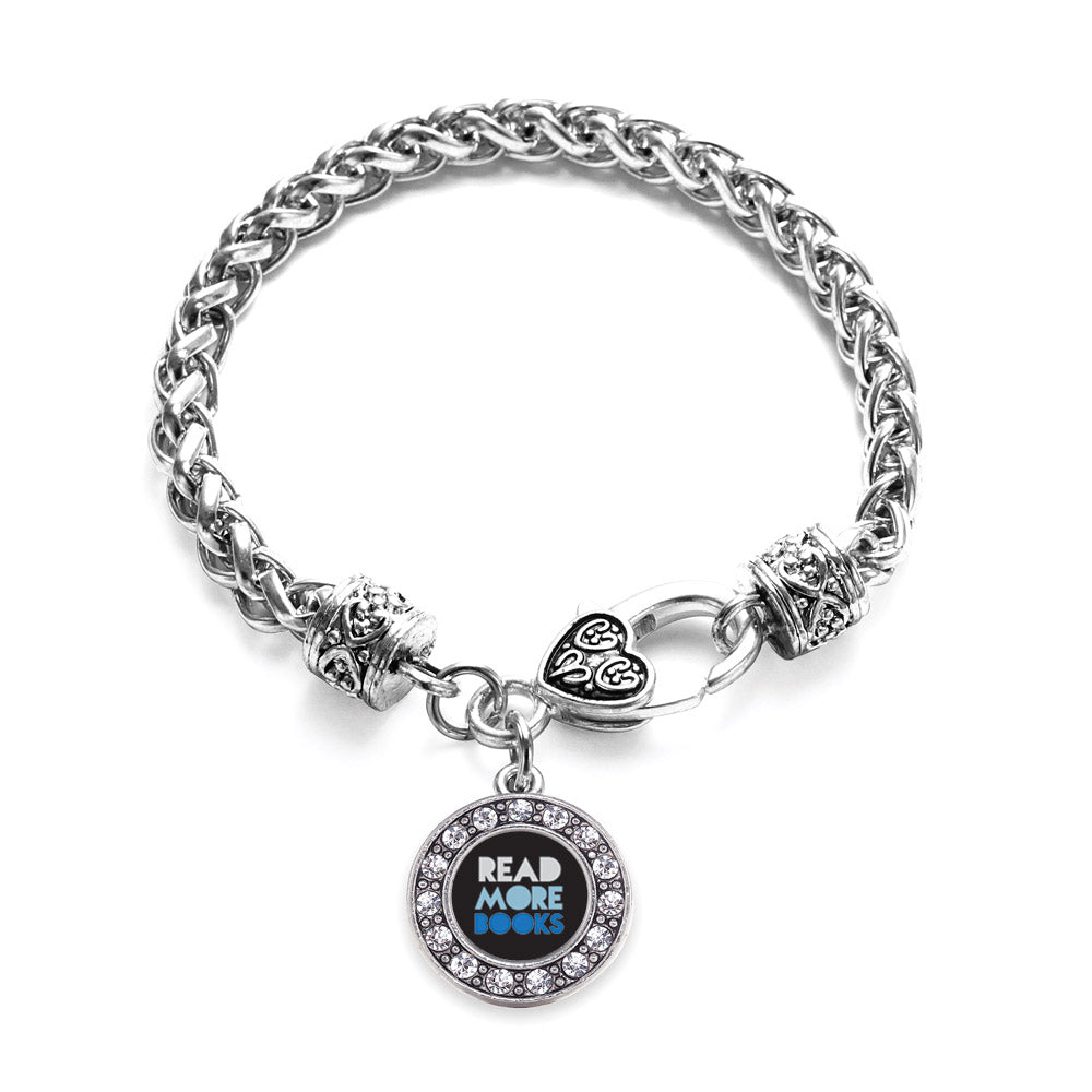 Silver Read More Book Circle Charm Braided Bracelet