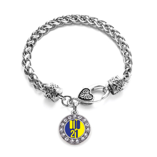 Silver Chromosome 21 Circle Charm Braided Bracelet