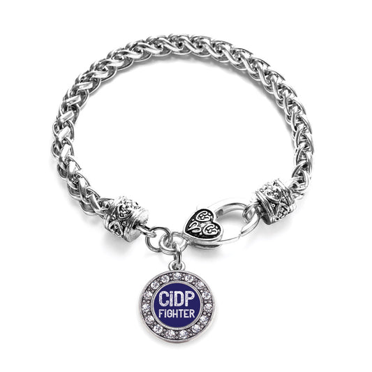 Silver CIDP Fighter Circle Charm Braided Bracelet