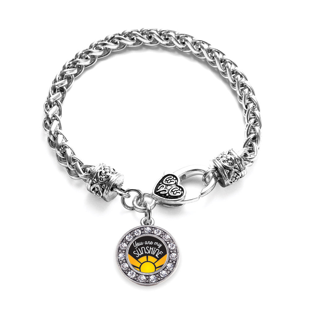 Silver You Are My Sunshine Circle Charm Braided Bracelet