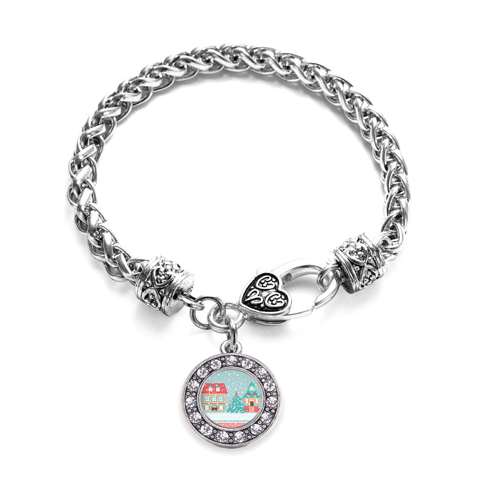 Silver Winter Wonderland Circle Charm Braided Bracelet